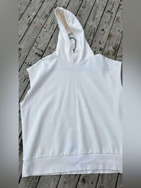 Zara Off-White Hooded Drawstring Top
